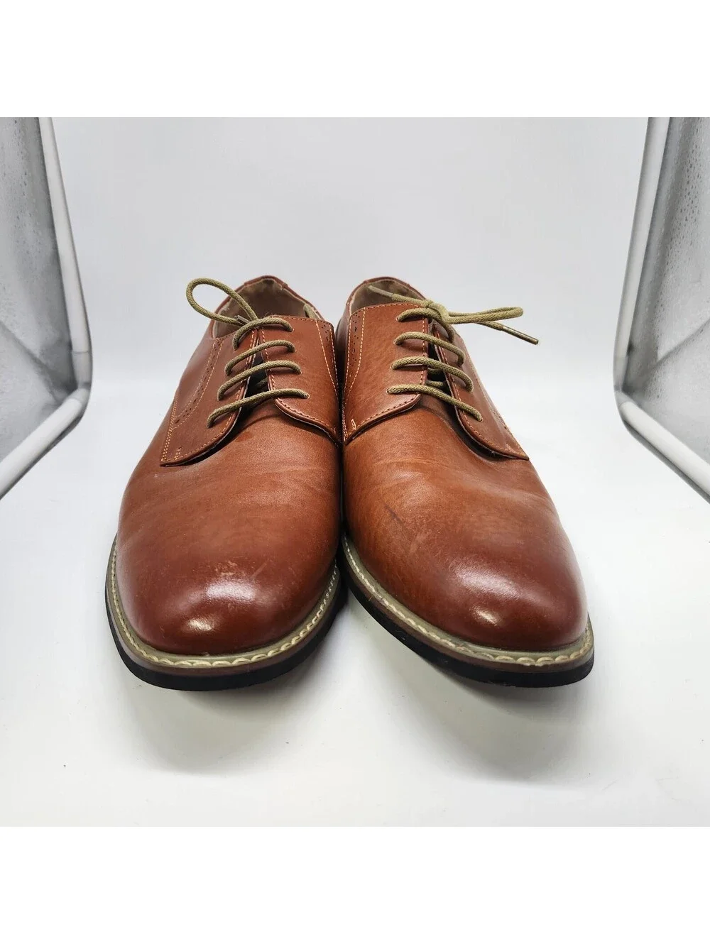 Bruno Marc Princewide-16 Men's 10.5W Brown Leather Derby Oxford Dress Shoes